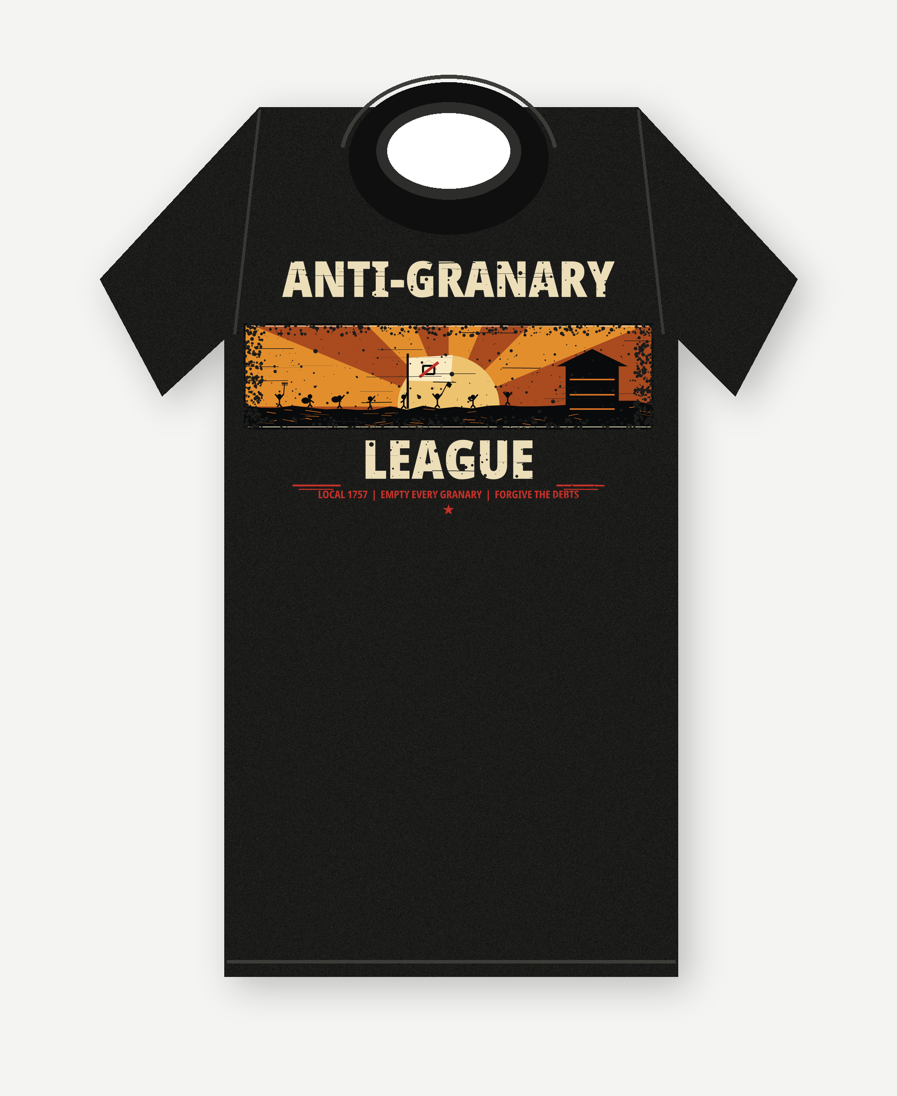 Anti-Granary League on a dark tee