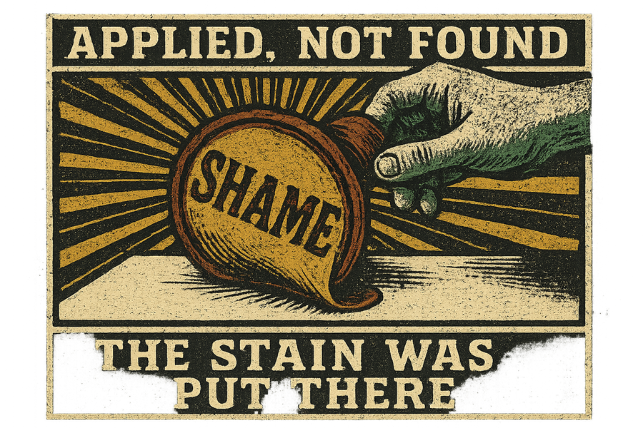 Applied, Not Found on a dark tee