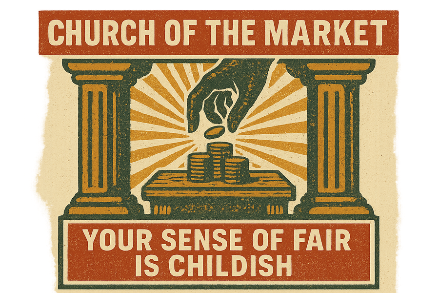 Church of the Market on a dark tee