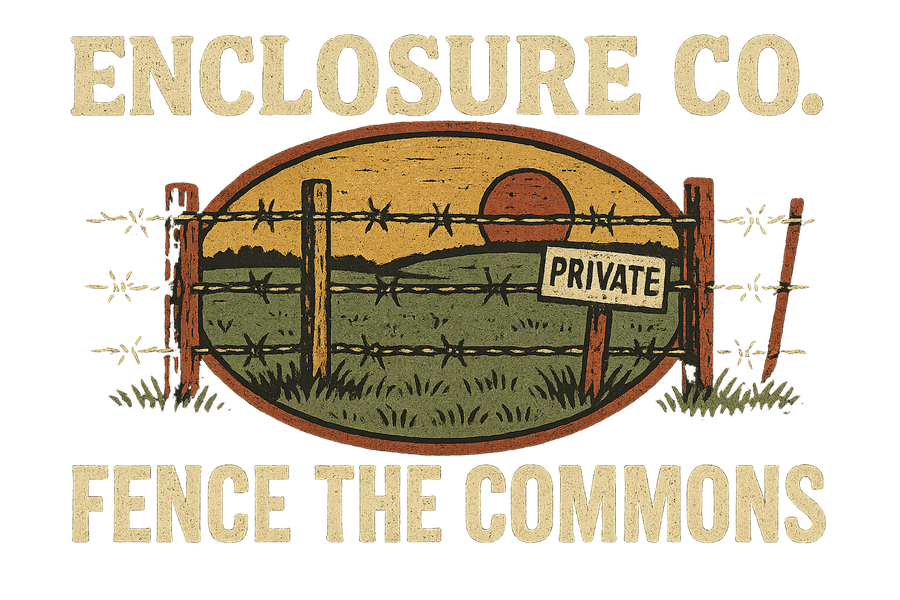 Enclosure Co. on a dark tee